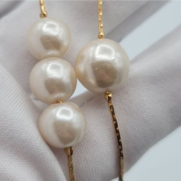 Necklace Faux Pearl & Gold Tone Double Strand Classic Necklace #443 - Picture 10 of 11